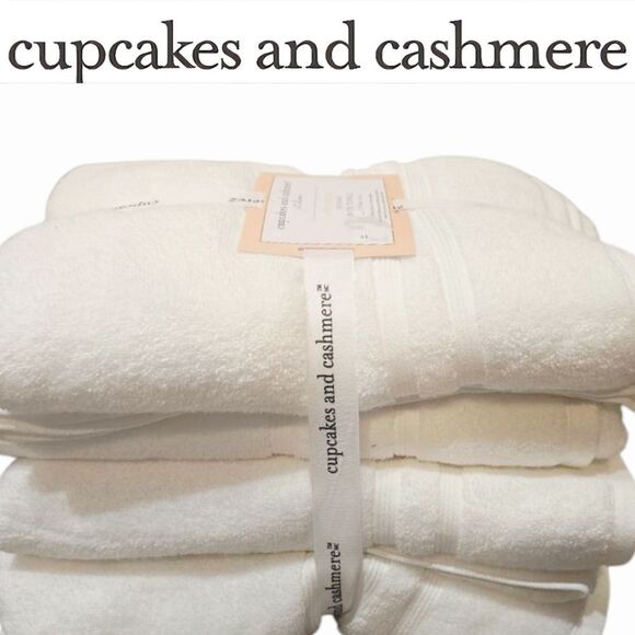 Cupcakes & Cashmere 4-PC Oversized Plush Bath Towel Set- White - Picture 1 of 5